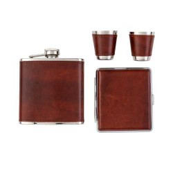 Angelo Flask Set (brown) w cig case