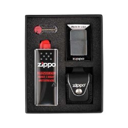 Zippo Chrome Brushed Set (black)